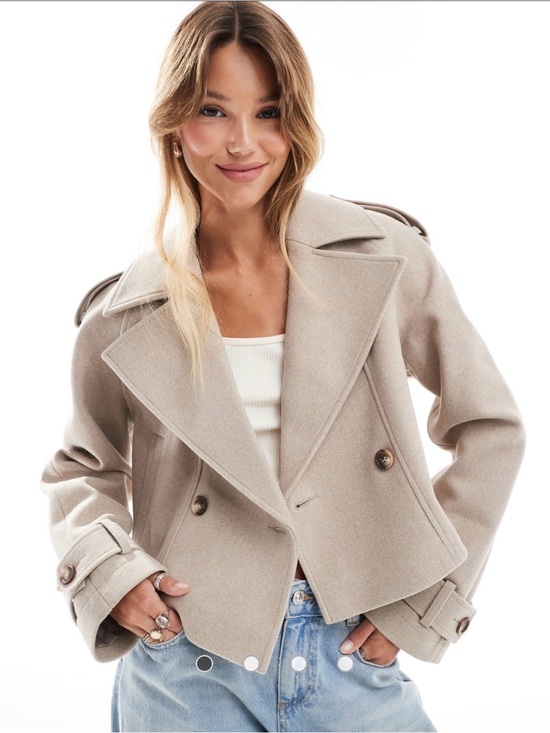 ASOS Jackets & Blazers - ASOS Tailored Double-Breasted Trench Jacket - Oatmeal